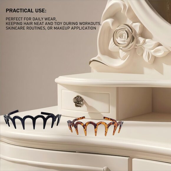 2025 New U Shape Fashion Tooth Hair Comb Headband, 2PCS High Cranium Headbands f - Picture 7 of 7